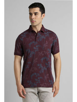 Simon Carter - Maroon Printed Slim Fit Polo T-Shirt