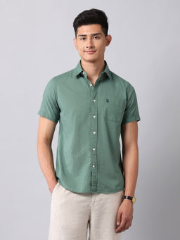 U.S. Polo Assn. Denim Co. - Green Solid Regular Fit Shirt