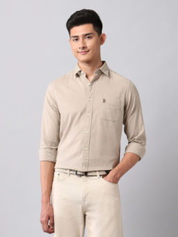 U.S. Polo Assn. Denim Co. - Beige Solid Regular Fit Shirt