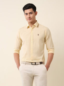 U.S. POLO ASSN. - Yellow Solid Tailored Fit Shirt