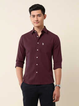 U.S. POLO ASSN. - Wine Solid Tailored Fit Shirt