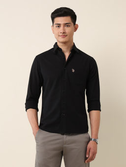 U.S. POLO ASSN. - Black Solid Tailored Fit Shirt
