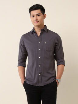 U.S. POLO ASSN. - Purple Solid Tailored Fit Shirt