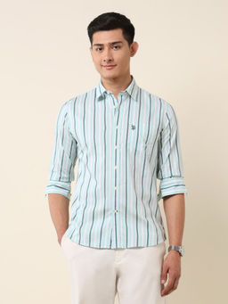 U.S. POLO ASSN. - Green Stripes Tailored Fit Shirt