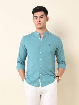 U.S. POLO ASSN. - Green Solid Tailored Fit Shirt