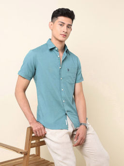 U.S. POLO ASSN. - Green Solid Tailored Fit Shirt