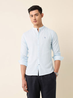 U.S. POLO ASSN. - Blue Solid Tailored Fit Shirt