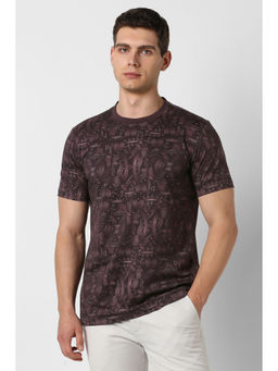 Van Heusen - Maroon Printed Regular Fit T-Shirt