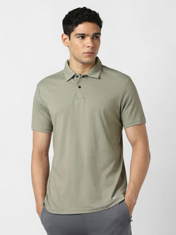 Van Heusen - Grey Textured Regular Fit Polo T-Shirt