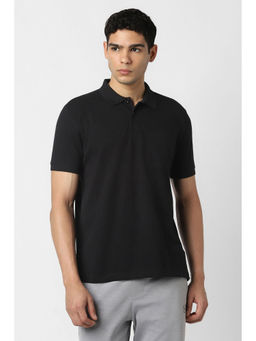 Van Heusen - Black Solid Regular Fit Polo T-Shirt