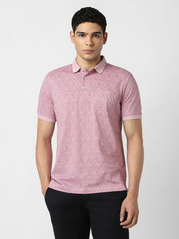 Van Heusen - Pink Printed Regular Fit Polo T-Shirt