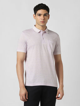 Van Heusen - Lavender Printed Regular Fit Polo T-Shirt