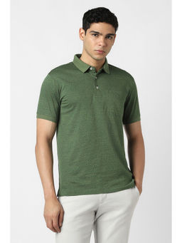 Van Heusen - Green Printed Regular Fit Polo T-Shirt