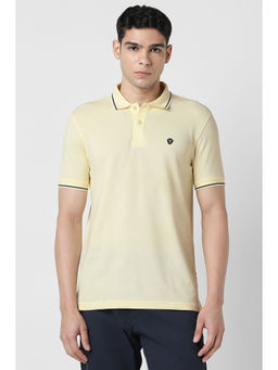Van Heusen - Cream Solid Regular Fit Polo T-Shirt