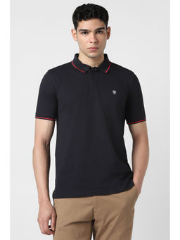Van Heusen - Black Solid Regular Fit Polo T-Shirt