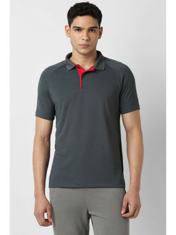 Van Heusen - Grey Solid Regular Fit Polo T-Shirt