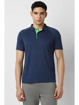 Van Heusen - Navy Blue Solid Regular Fit Polo T-Shirt