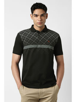 Van Heusen - Black Printed Regular Fit Polo T-Shirt