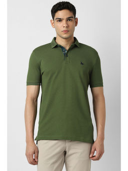 Van Heusen - Green Solid Regular Fit Polo T-Shirt