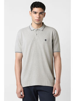 Van Heusen - Grey Solid Regular Fit Polo T-Shirt