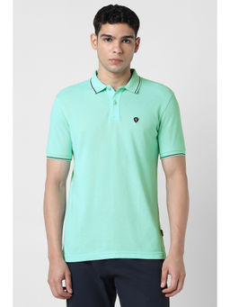 Van Heusen - Green Solid Regular Fit Polo T-Shirt