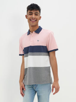 American Eagle - Pink Colorblock Regular Fit Polo T-Shirt
