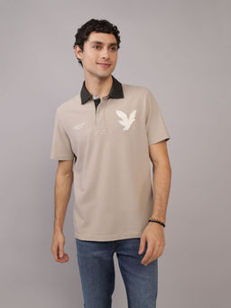 American Eagle - Grey Solid Regular Fit Polo T-Shirt