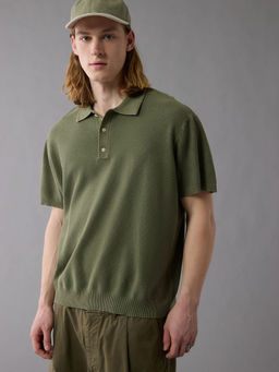 American Eagle - Green Solid Regular Fit Polo T-Shirt