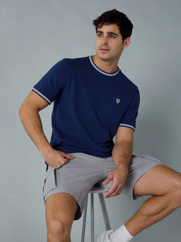 American Eagle - Navy Blue Solid Regular Fit T-Shirt