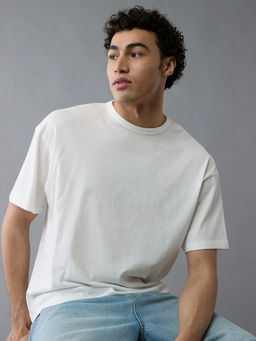 American Eagle - White Solid Boxy Fit T-Shirt