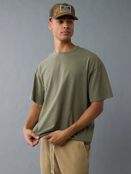 American Eagle - Olive Solid Boxy Fit T-Shirt