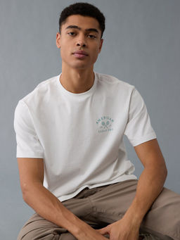 American Eagle - White Printed Regular Fit T-Shirt