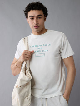 American Eagle - White Printed Regular Fit T-Shirt