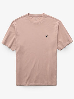 American Eagle - Pink Solid Regular Fit T-Shirt