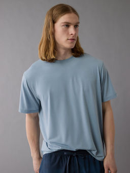 American Eagle - Blue Solid Regular Fit T-Shirt