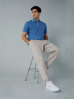 American Eagle - Blue Solid Regular Fit Polo T-Shirt