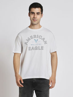 American Eagle - White Printed Regular Fit T-Shirt