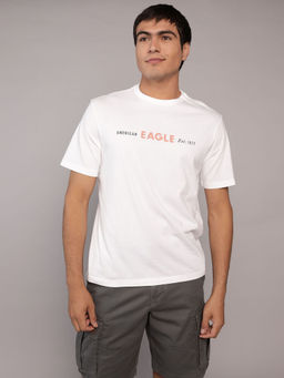 American Eagle - White Printed Regular Fit T-Shirt