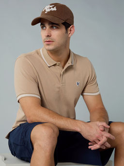 American Eagle - Beige Solid Slim Fit Polo T-Shirt