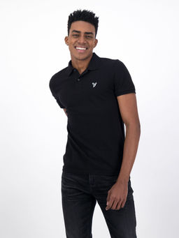 American Eagle - Black Solid Slim Fit Polo T-Shirt