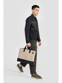 Perona - Unisex Beige Textured Handbag with Detachable Strap