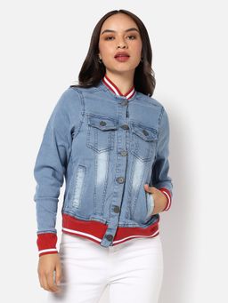 Campus Sutra - Womens Solid Denim Jacket Blue