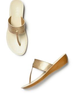 Aurelia - Laser Cut Gold Round Toe Flats
