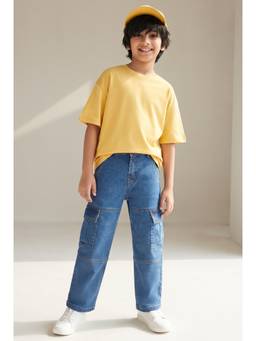 Tales & Stories - Unisex Blue Solid/Plain Denim Jeans