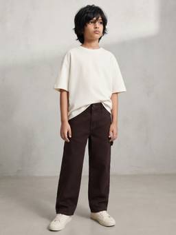 Tales & Stories - Boys Brown Solid/Plain Twill Trousers