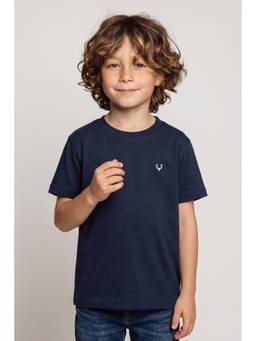 Allen Solly - Boys Navy Blue Solid/Plain Cotton T-Shirt