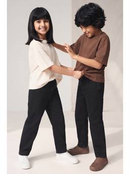 Tales & Stories - Unisex Black Solid/Plain Denim Jeans