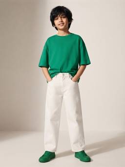 Tales & Stories - Boys White Solid/Plain Lycra Jeans