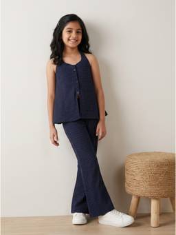 Tales & Stories - Girls Blue Stripes Denim Co-Ord Set