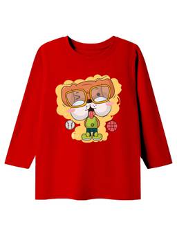 KAVEE - Unisex Red Printed Cotton T-Shirt